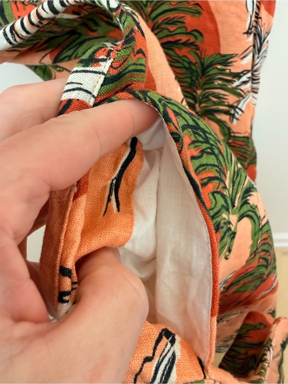 Nicole Miller NY 100% Linen Tropical Palm Tree Sunset Shift Dress - New - Picture 6 of 10